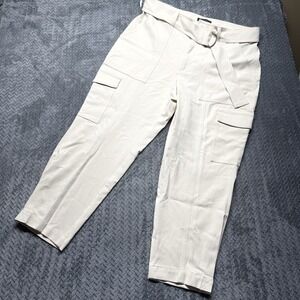 Banana Republic Cargo Pants Women's 16 Ivory Belted Utility‎ High Rise NWT $120